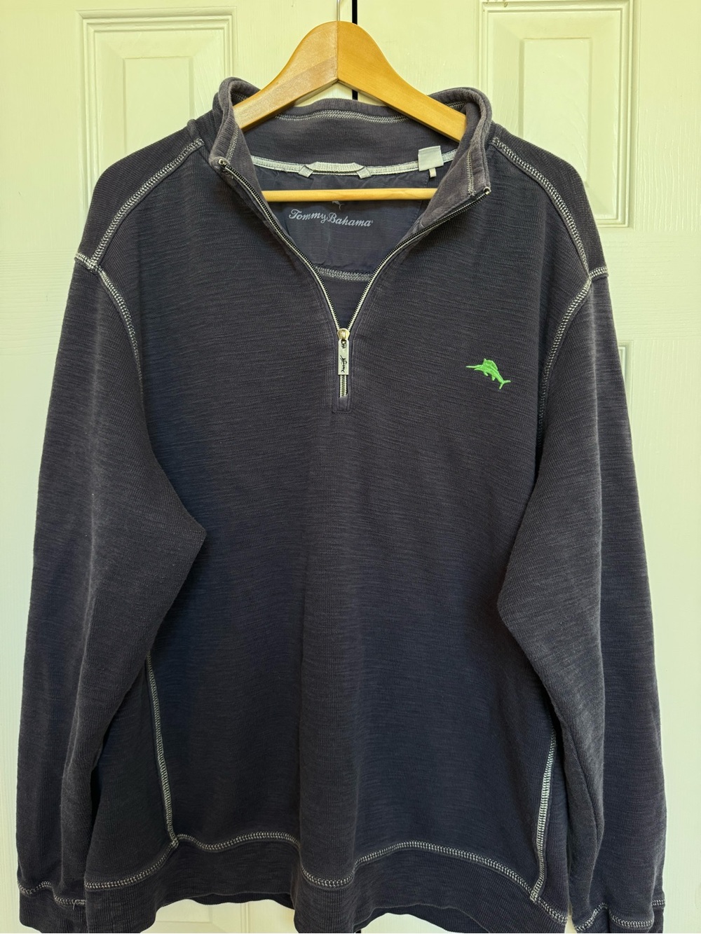 Tommy Bahama Sweater Men's 2XL Navy Quarter-Zip Sweater